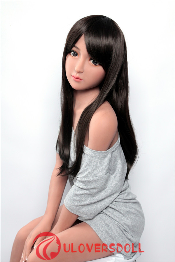 flat mini sex doll tan skin black hair teen girl