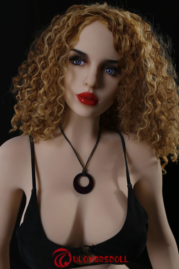 Ruby : White smooth skin blonde curly lifelike sexy dolls 163cm