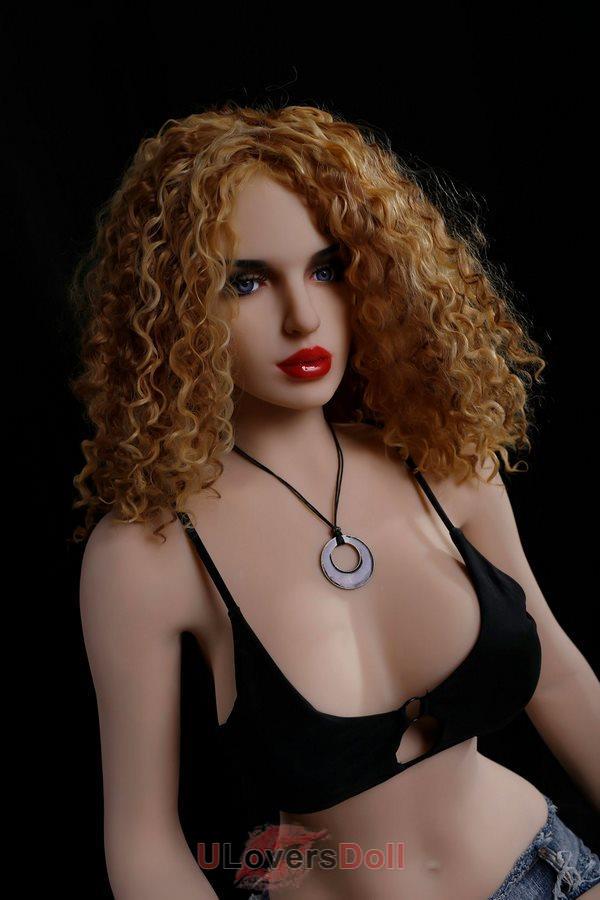 Ruby : White smooth skin blonde curly lifelike sexy dolls 163cm