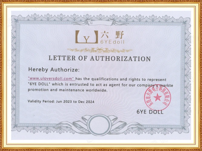 Authorization certificate for 6YE Doll