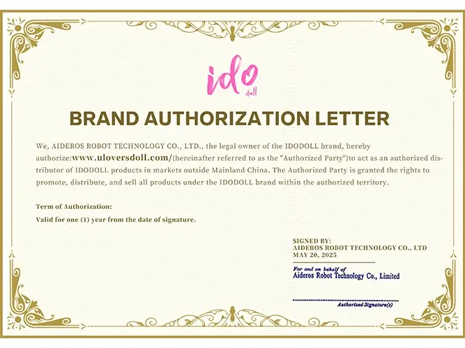 Authorization certificate for IDO Doll