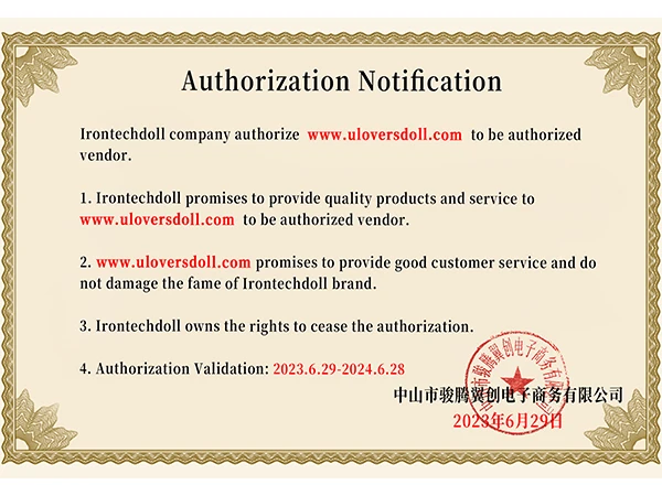 Authorization certificate for Irontech doll