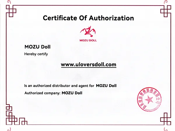 Authorization certificate for MOZU doll