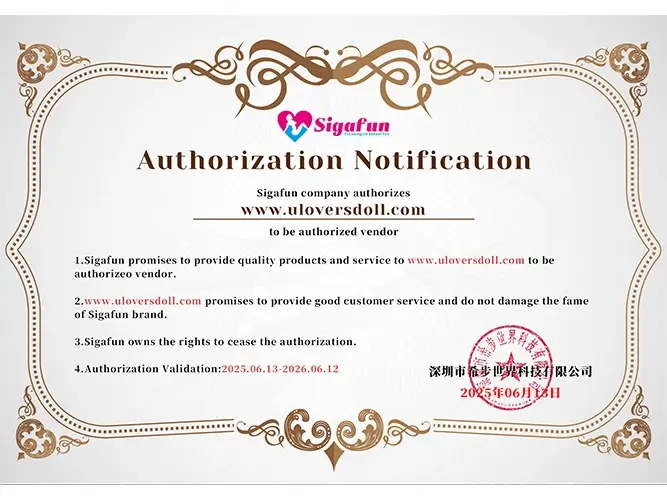 Authorization certificate for Sigafun Doll