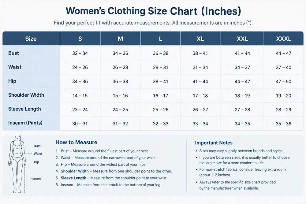 Women's Clothing Size Chart